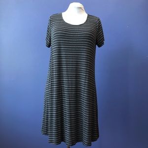 Denver Hayes Stretchy Gray Black Stripe Casual Dress Knee Length XL